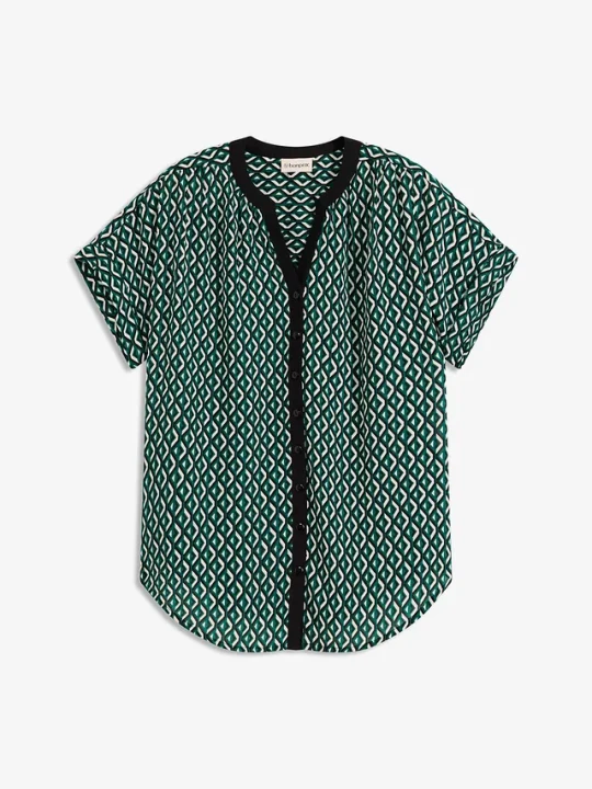 Zdjęcie produktu Bluzka oversize z lejącego szyfonu BonPrix zielony