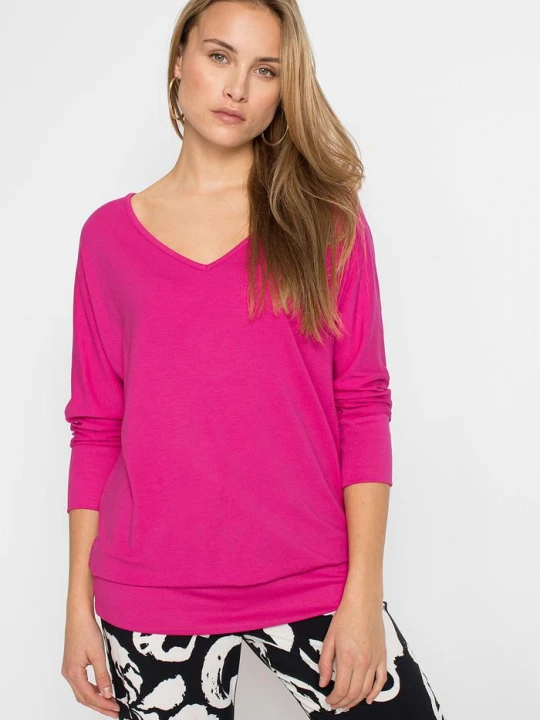 Zdjęcie produktu Bluzka oversize z lejącej wiskozy BonPrix różowy