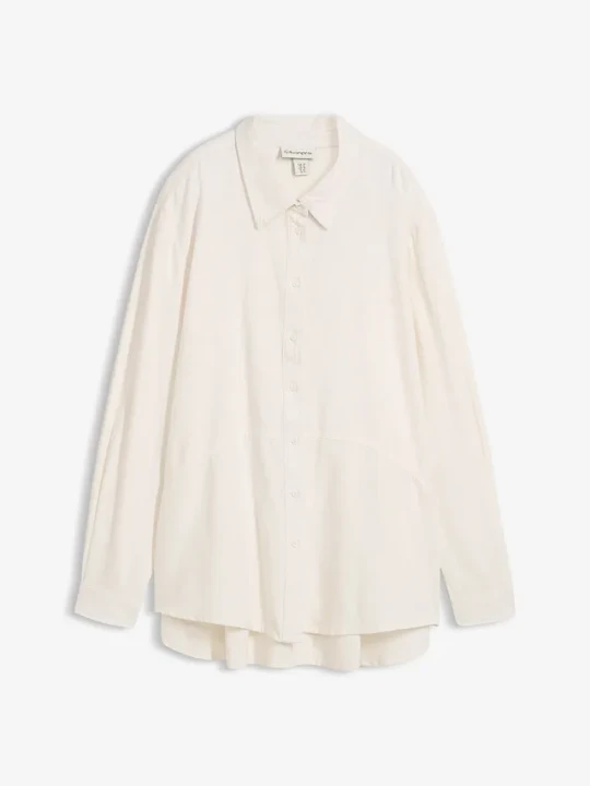 Zdjęcie produktu Bluzka oversize z mieszanki lnu BonPrix biały