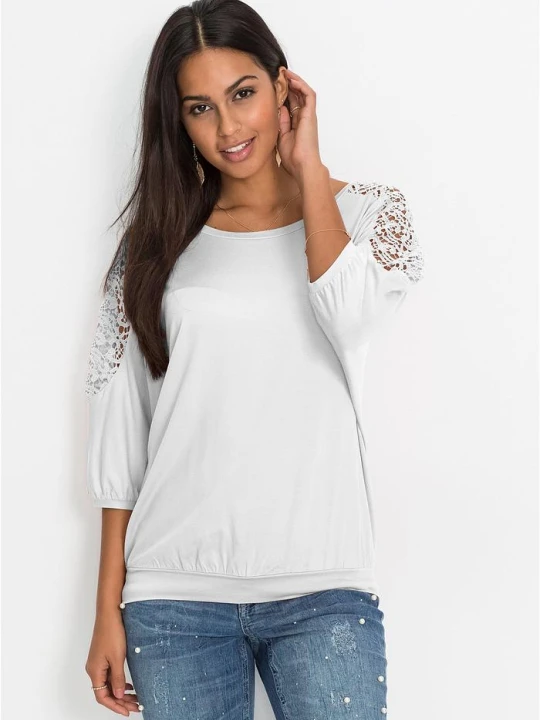 Zdjęcie produktu Bluzka oversize z mieszanki wiskozy BonPrix biały