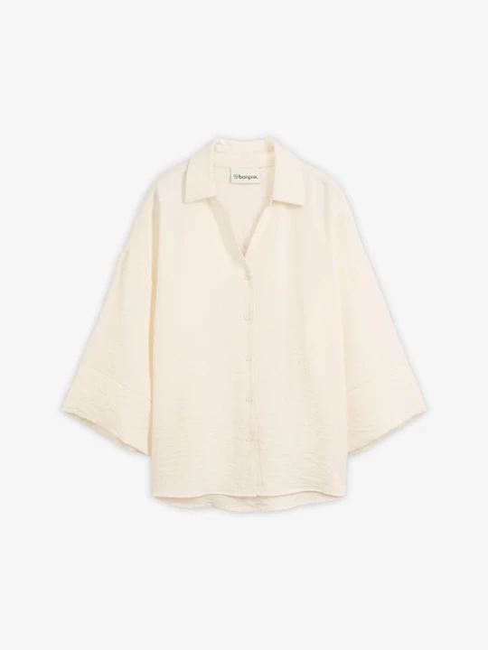 Zdjęcie produktu Bluzka oversize z mieszanki wiskozy BonPrix biały