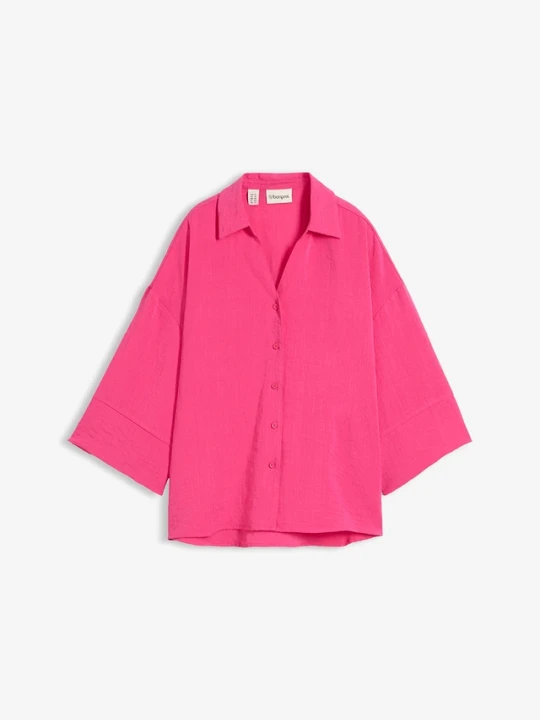 Zdjęcie produktu Bluzka oversize z mieszanki wiskozy BonPrix różowy