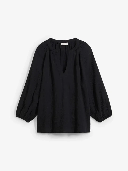Zdjęcie produktu Bluzka oversize z przewiewnego muślinu z czystej bawełny BonPrix czarny