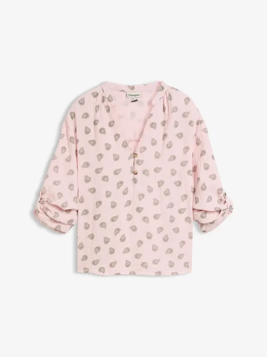 Zdjęcie produktu Bluzka oversize z przewiewnego muślinu z czystej bawełny BonPrix różowy