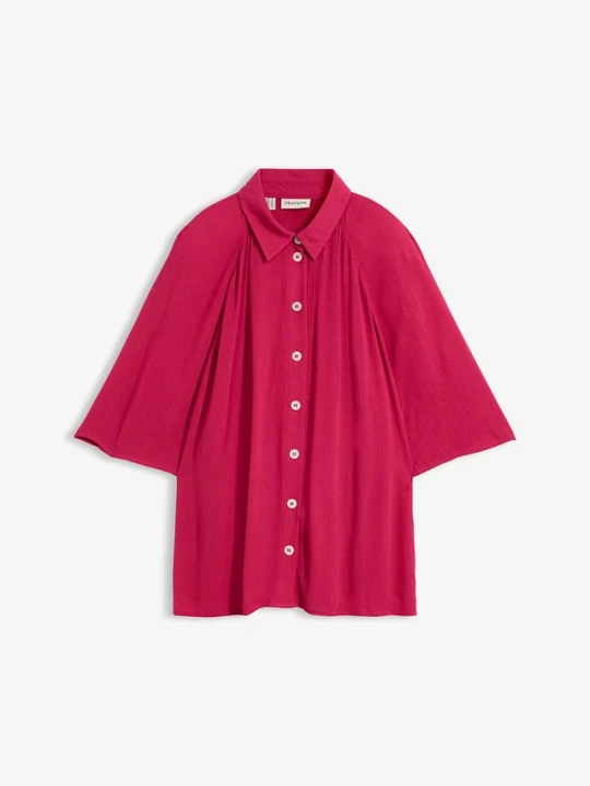 Zdjęcie produktu Bluzka oversize ze strukturalnej wiskozy BonPrix różowy