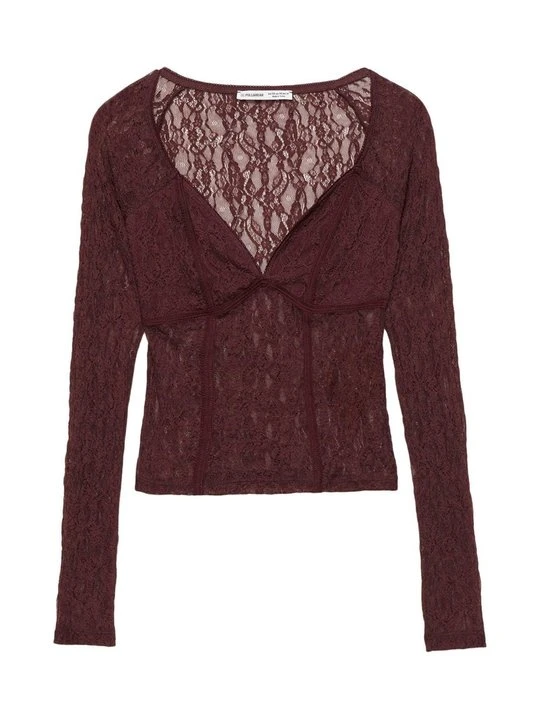 Zdjęcie produktu Bluzka PULL&BEAR bordowy