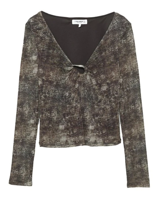 Zdjęcie produktu Bluzka PULL&BEAR ciemnobrązowy