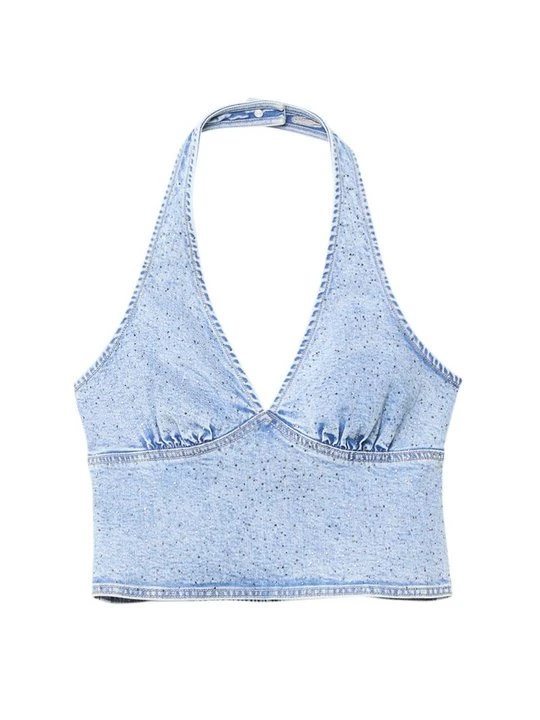 Zdjęcie produktu Bluzka Stradivarius jasnoniebieski denim