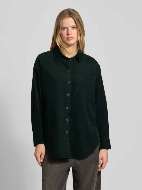 Zdjęcie produktu Bluzka koszulowa o kroju relaxed fit z czystej bawełny model ‘AIME-MOXI’ Only Ciemnozielony