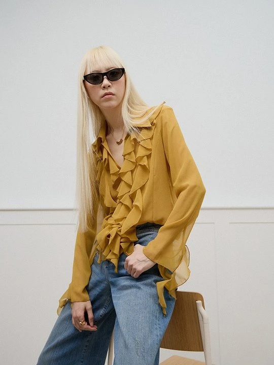 Zdjęcie produktu Bluzka Versace Jeans Couture musztardowy