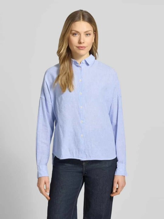 Zdjęcie produktu Bluzka w kroju regular fit z mieszanka lnu i bawełny model 'LUCY' 0039 italy Jasnoniebieski