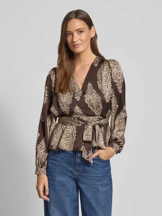 Zdjęcie produktu Bluzka w kroju regular fit z nadrukiem paisley na całej powierzchni model 'Rista' NEO NOIR Średniobrązowy