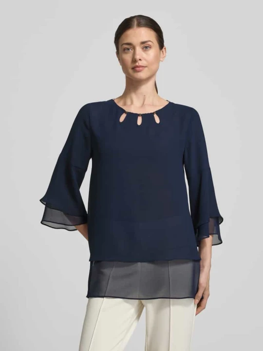 Zdjęcie produktu Bluzka w stylu bluzki o kroju regular fit z lejącego materiału Vera Mont Ciemnoniebieski