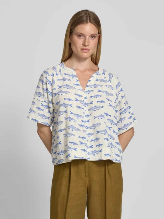 Zdjęcie produktu Bluzka w stylu t-shirtu we wzór na całej powierzchni model 'SADIRA' Stefanel Złamany biały