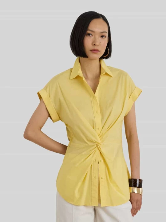 Zdjęcie produktu Bluzka z bawełnianej mieszanki, krój regular fit Lauren Ralph Lauren Żółty