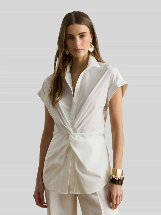 Zdjęcie produktu Bluzka z bawełnianej mieszanki, krój regular fit Lauren Ralph Lauren Biały
