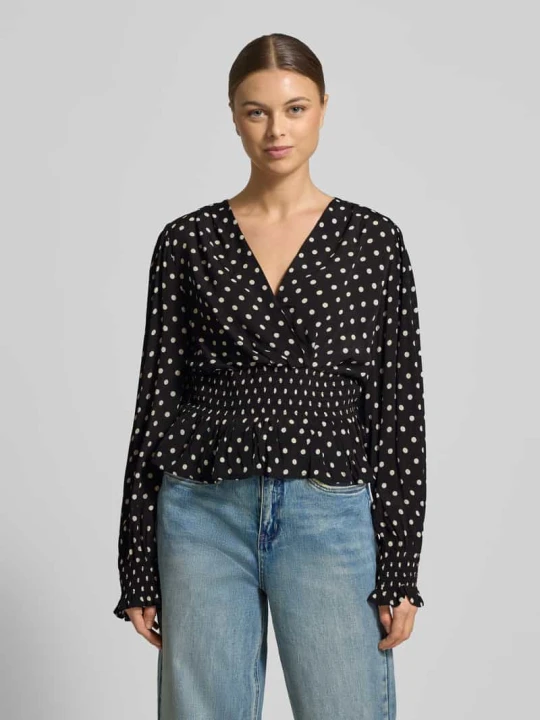 Zdjęcie produktu Bluzka z czystej wiskozy w kopertowym stylu model „Tamona” NEO NOIR Czarny