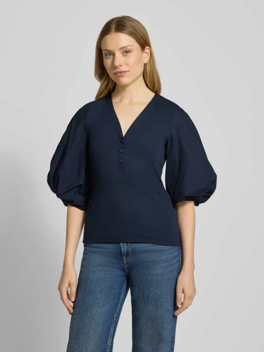Zdjęcie produktu Bluzka z dekoltem w serek i rękawami o dł. 3/4 model ‘CHANTZ’ Lauren Ralph Lauren Granatowy