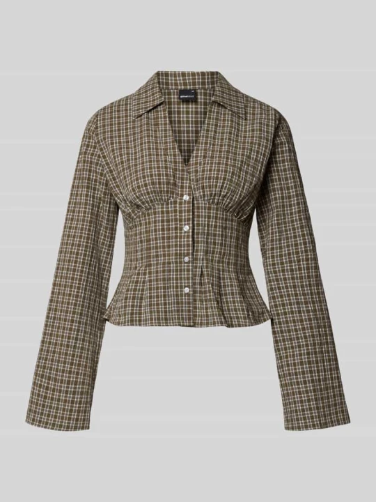 Zdjęcie produktu Bluzka z dekoltem w serek, krój slim fit Gina Tricot Oliwkowy