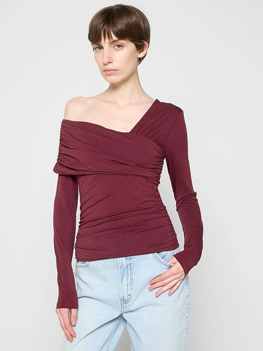 Zdjęcie produktu Bluzka z długim rękawem Abercrombie & Fitch bordowy