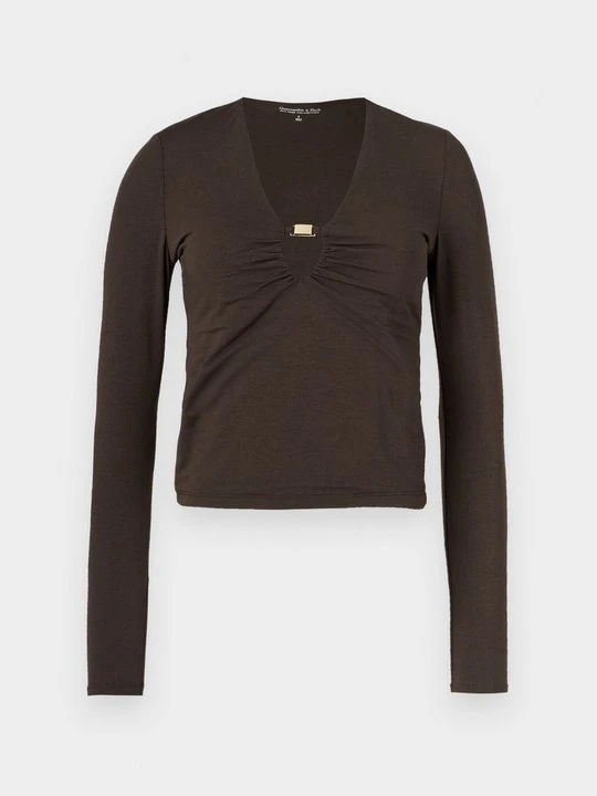Zdjęcie produktu Bluzka z długim rękawem Abercrombie & Fitch brązowy