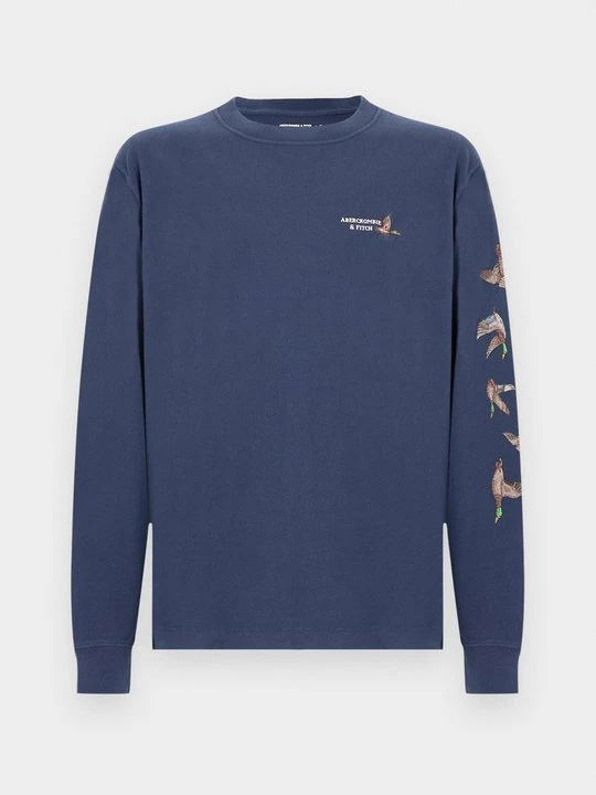 Zdjęcie produktu Bluzka z długim rękawem Abercrombie & Fitch granatowy