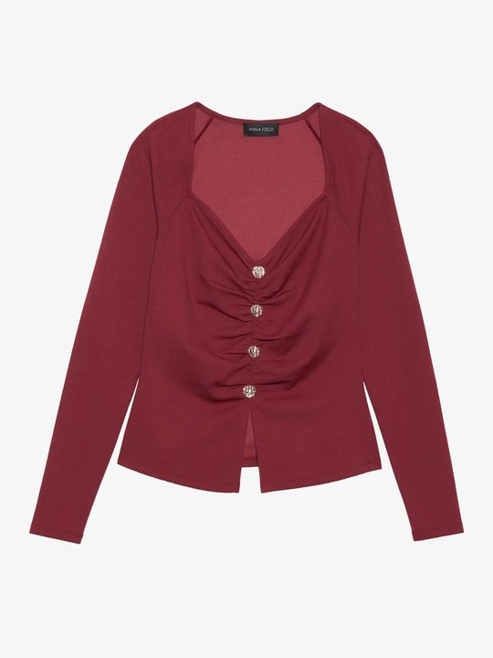 Zdjęcie produktu Bluzka z długim rękawem Anna Field By Zalando bordowy