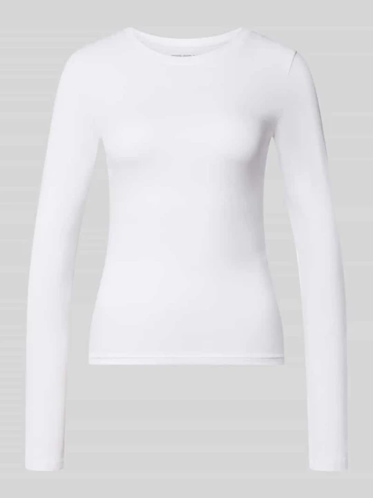 Zdjęcie produktu Bluzka z długim rękawem basic o kroju slim fit z mieszanka bawełny REVIEW Biały