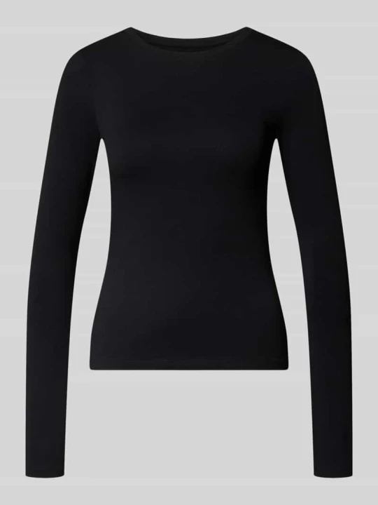 Zdjęcie produktu Bluzka z długim rękawem basic o kroju slim fit z mieszanka bawełny REVIEW Czarny