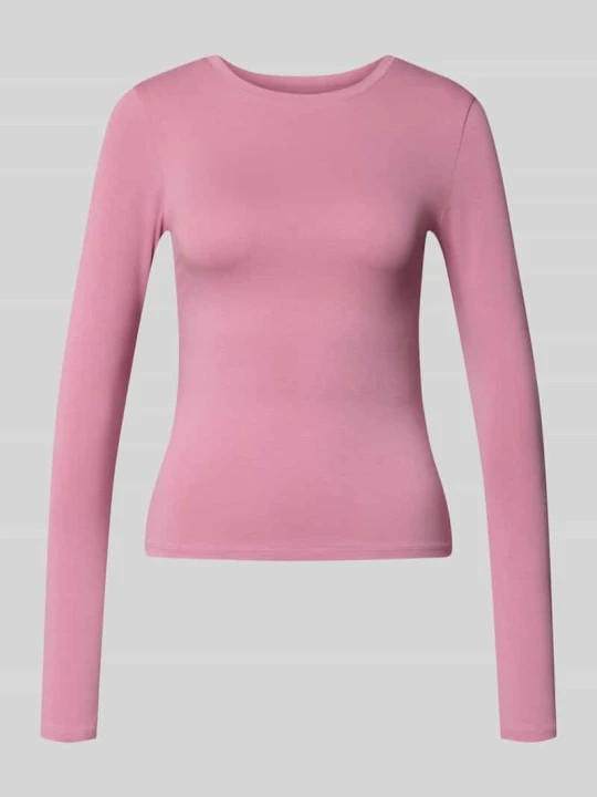 Zdjęcie produktu Bluzka z długim rękawem basic o kroju slim fit z mieszanka bawełny REVIEW Różowawy