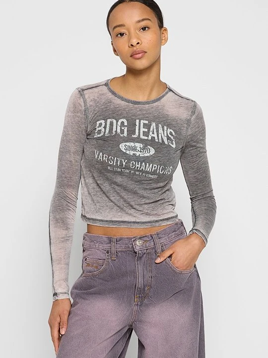 Zdjęcie produktu Bluzka z długim rękawem BDG Urban Outfitters ciemnoszary