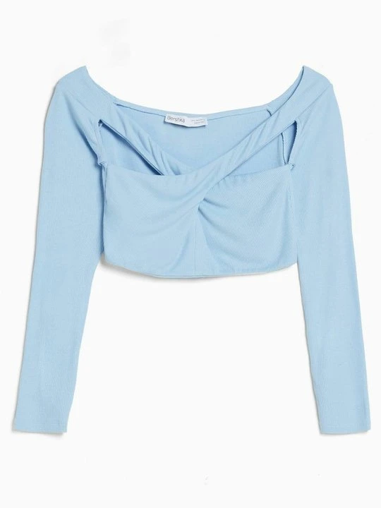 Zdjęcie produktu Bluzka z długim rękawem Bershka jasnoniebieski
