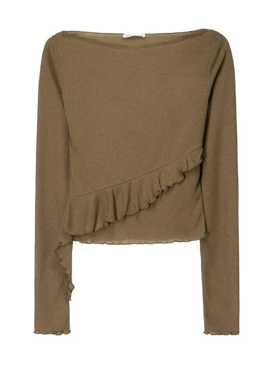 Zdjęcie produktu Bluzka z długim rękawem Bershka khaki