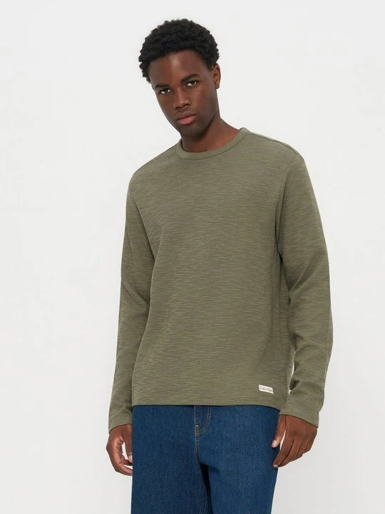 Zdjęcie produktu Bluzka z długim rękawem Calvin Klein Jeans oliwkowy