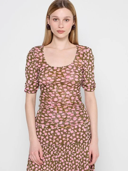 Zdjęcie produktu Bluzka z długim rękawem Diane Von Furstenberg oliwkowy