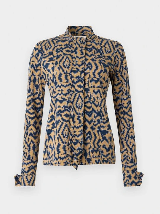 Zdjęcie produktu Bluzka z długim rękawem Diane Von Furstenberg jasny brąz