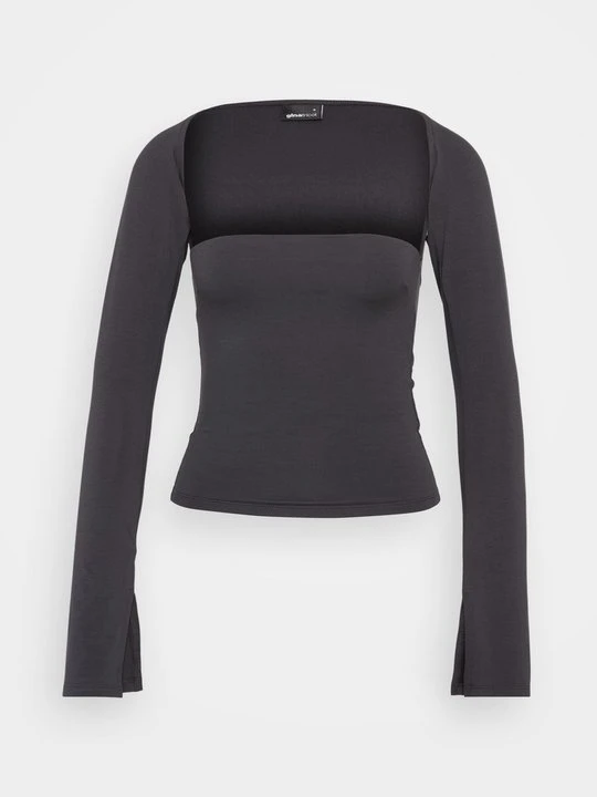 Zdjęcie produktu Bluzka z długim rękawem Gina Tricot ciemnoszary