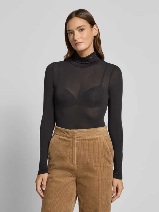Zdjęcie produktu Bluzka z długim rękawem, golfem i wyhaftowanym logo Scotch & Soda Czarny