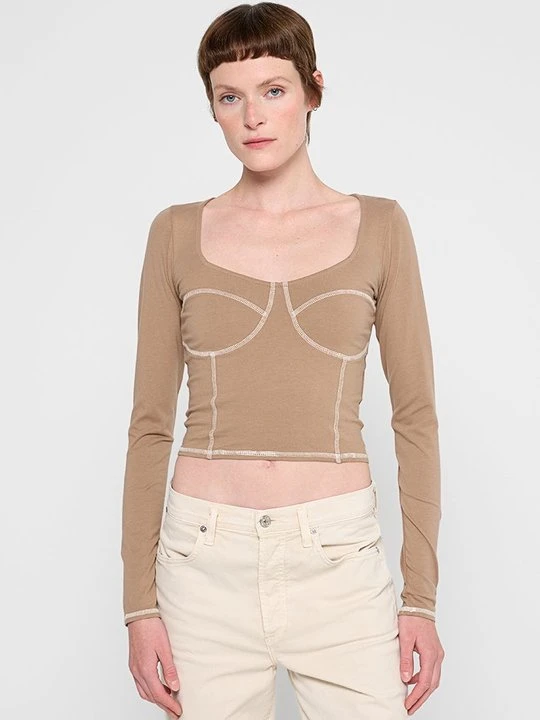 Zdjęcie produktu Bluzka z długim rękawem Hollister Co. jasny brąz