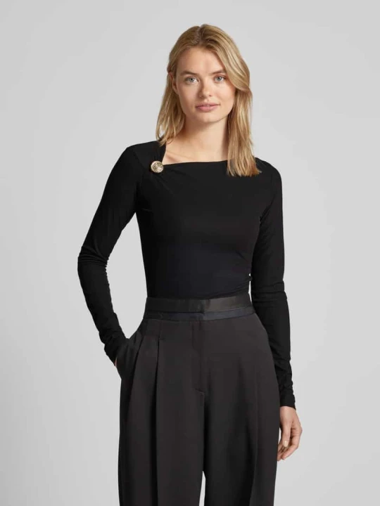 Zdjęcie produktu Bluzka z długim rękawem i aplikacją z logo model ‘FEBE’ Guess Czarny