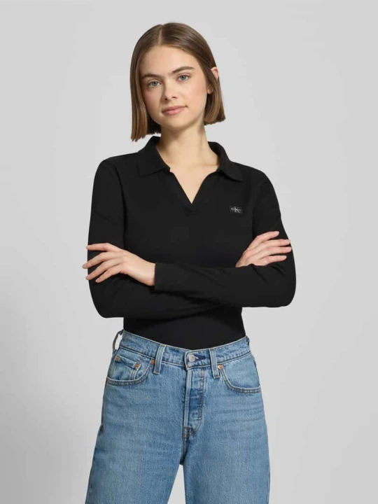 Zdjęcie produktu Bluzka z długim rękawem z detalem z logo Calvin Klein Jeans Czarny