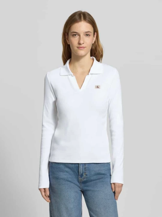 Zdjęcie produktu Bluzka z długim rękawem z detalem z logo Calvin Klein Jeans Biały