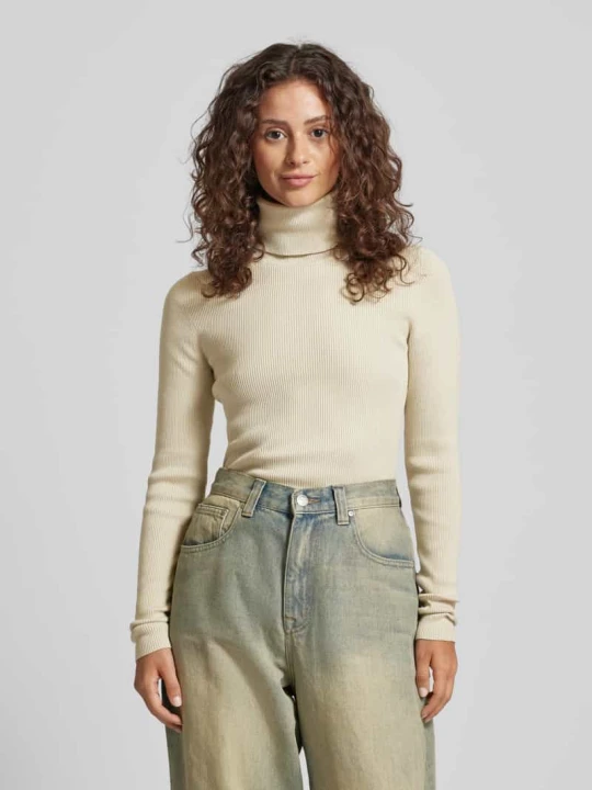 Zdjęcie produktu Bluzka z długim rękawem i golfem Calvin Klein Jeans Beżowy