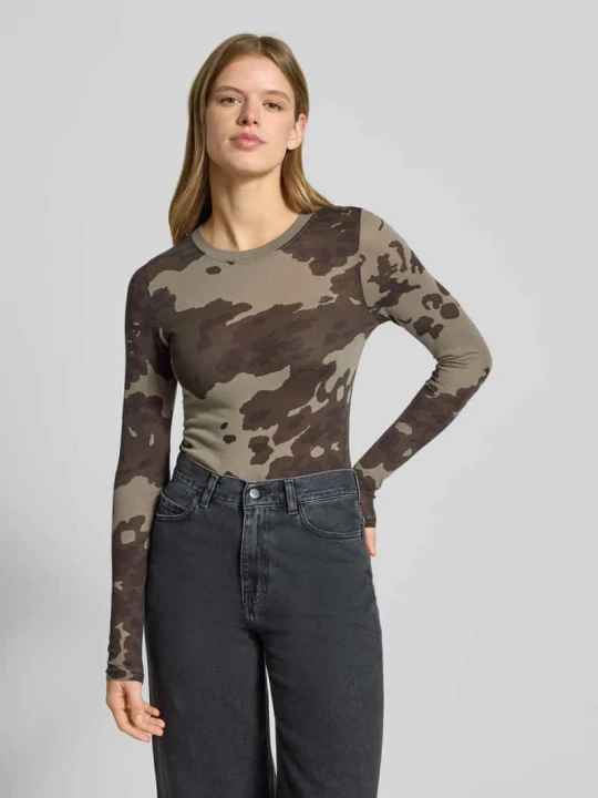 Zdjęcie produktu Bluzka z długim rękawem z prążkowanym okrągłym dekoltem G-Star Raw Grafitowy