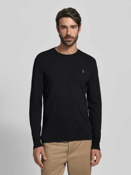 Zdjęcie produktu Bluzka z długim rękawem z prążkowanymi wykończeniami Polo Ralph Lauren Czarny