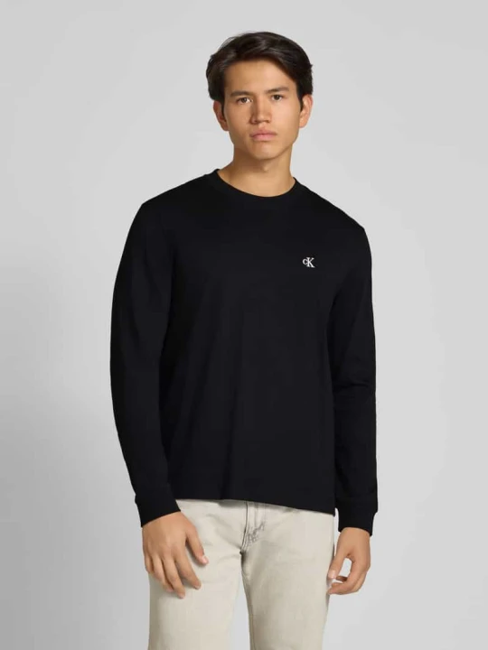 Zdjęcie produktu Bluzka z długim rękawem i wyhaftowanym logo Calvin Klein Jeans Czarny