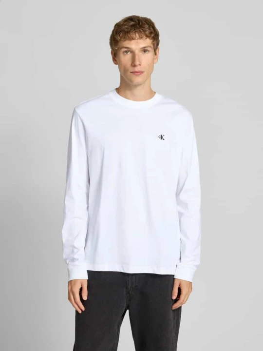 Zdjęcie produktu Bluzka z długim rękawem i wyhaftowanym logo Calvin Klein Jeans Biały