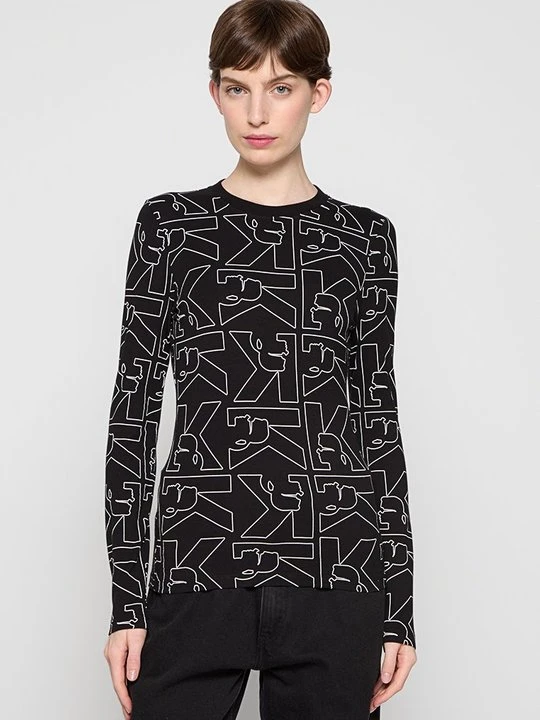 Zdjęcie produktu Bluzka z długim rękawem KARL LAGERFELD czarny