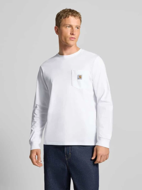 Zdjęcie produktu Bluzka z długim rękawem z brustaszą i detalem z logo Carhartt WIP Biały