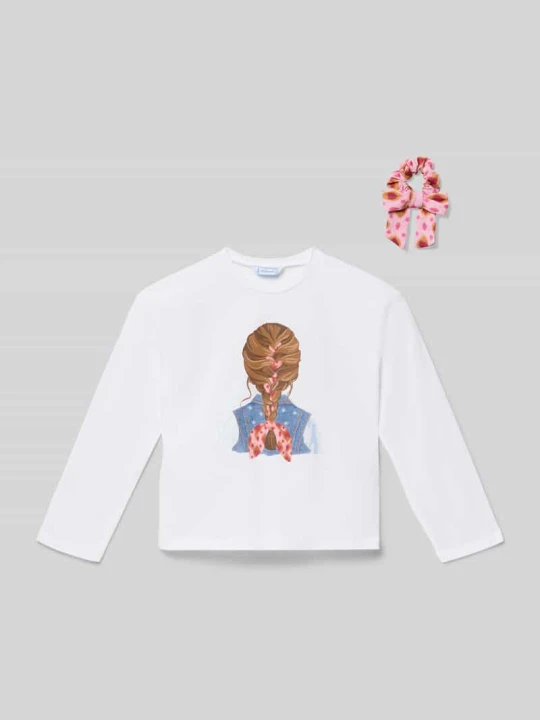 Zdjęcie produktu Longsleeve z nadrukiem z motywem i dekoltem w kształcie okrągłym Mayoral Biały